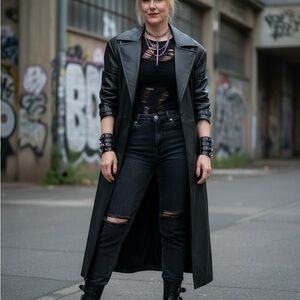 Black Leather Trench Coat